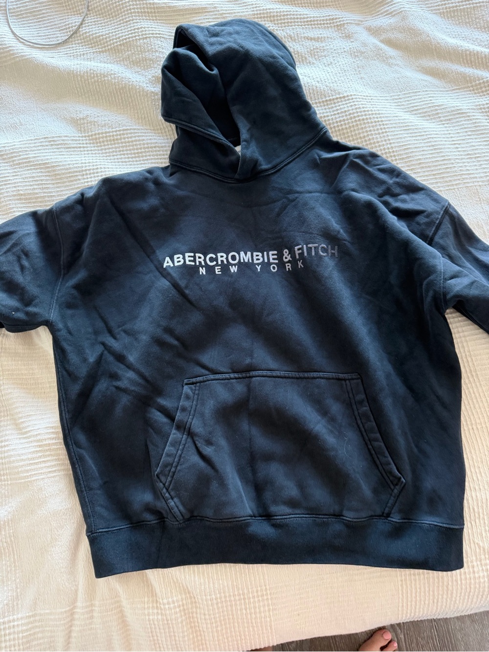 Abercrombie & Fitch Black Pullover Hoodie with White Logo